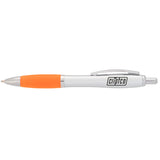 Nash Retractable Ballpoint Pen — Silver Barrel w — decorated front view — 7