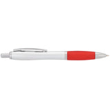 Nash Retractable Ballpoint Pen — Silver Barrel w — blank front view — 37
