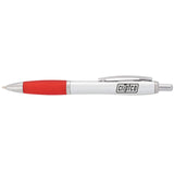 Nash Retractable Ballpoint Pen — Silver Barrel w — decorated front view — 36