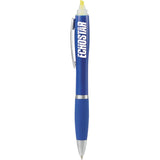 Nash Ballpoint Pen-Highlighter — Blue (BL) — decorated front view — 2