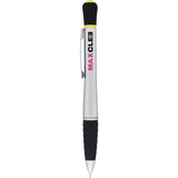 Stellar Ballpoint Pen-Highlighter — Silver w — decorated front view — 2