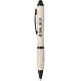 Nash Wheat Straw Ballpoint Stylus Pen — Beige — decorated front view — 2