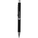 The Maven Soft Touch Metal Pen — Black (BK) — decorated front view — 2
