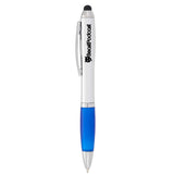 Nash Ballpoint Pen-Stylus — Silver w — decorated front view — 7