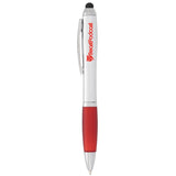 Nash Ballpoint Pen-Stylus — Silver w — decorated front view — 2