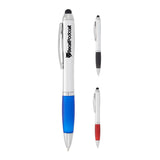 Nash Ballpoint Pen-Stylus — Silver w — decorated front view — 6