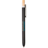 Paige Recycled Ocean Bound Plastic Pen — Black (BK) — decorated front view — 10