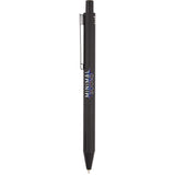 Halo Soft Touch Recycled Aluminum Gel Pen — Black (BK) — decorated front view — 11