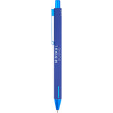 Halo Soft Touch Recycled Aluminum Gel Pen — Blue (BL) — decorated front view — 8