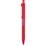 Halo Soft Touch Recycled Aluminum Gel Pen — Red (RD) — decorated front view — 2
