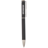 Harper Soft Touch Recycled Aluminum Gel Pen — Black (BK) — decorated front view — 10