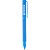 Harper Soft Touch Recycled Aluminum Gel Pen — Blue (BL) — decorated front view — 8