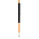 Bamboo and Recycled Aluminum Soft Touch Ballpoint — Black (BK) — blank front view