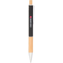 Bamboo and Recycled Aluminum Soft Touch Ballpoint — Black (BK) — decorated front view