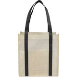 Pluto Recycled Non-Woven Small Grocery Tote — Black (BK) — blank front view — 18