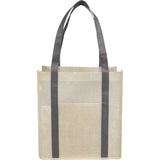 Pluto Recycled Non-Woven Small Grocery Tote — Gray (GY) — blank front view — 10