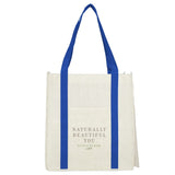 Pluto Recycled Non-Woven Small Grocery Tote — Royal (RYL) — decorated front view — 2