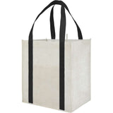 Neptune Recycled Non-Woven Grocery Tote — Black (BK) — blank left angle — 21