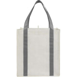 Neptune Recycled Non-Woven Grocery Tote — Gray (GY) — blank back view — 13