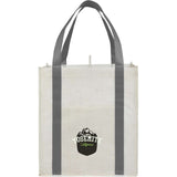 Neptune Recycled Non-Woven Grocery Tote — Gray (GY) — decorated front view — 9