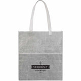 Apollo Recycled Non-Woven Convention Tote — Black (BK) — decorated front view — 2