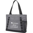 Snap Meeting RPET Tote — Graphite (GA) — decorated left angle