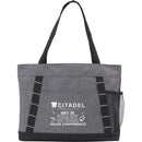 Snap Meeting RPET Tote — Graphite (GA) — decorated front view