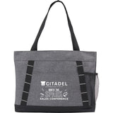 Snap Meeting RPET Tote — Graphite (GA) — decorated front view — 10