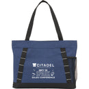 Snap Meeting RPET Tote — Navy (NY) — decorated front view
