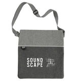 Double Heather RPET Crossbody Tote — Graphite (GA) — decorated front view — 2