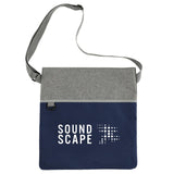 Double Heather RPET Crossbody Tote — Navy — decorated front view — 7