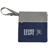 Double Heather RPET Crossbody Tote — Navy — decorated front view — 8