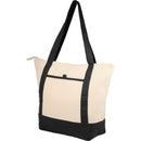 Isle 8oz Organic Cotton Zippered Tote — Natural/Black — blank left angle