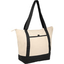 Isle 8oz Organic Cotton Zippered Tote — Natural/Black — blank right angle
