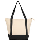 Isle 8oz Organic Cotton Zippered Tote — Natural/Black — blank back view