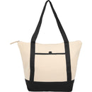 Isle 8oz Organic Cotton Zippered Tote — Natural/Black — blank front view