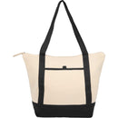Isle 8oz Organic Cotton Zippered Tote — Natural/Black — blank front view