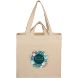 Dual Carry 6oz Organic Cotton Tote — Natural (NT) — decorated front view — 5
