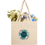 Dual Carry 6oz Organic Cotton Tote — Natural (NT) — decorated product view — 4