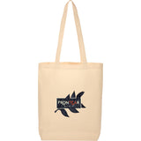 Cove 5oz Organic Cotton Tote — Natural (NT) — decorated front view — 3
