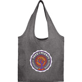 Bungalow 5oz Recycled Cotton Twill Shopper Tote — Black (BK) — decorated front view — 2