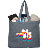 Eon 5oz Recycled Cotton Tote — Navy (NY) — decorated product view — 2