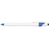Cougar Gel Stylus Pen — White w Blue Trim (WBL) — blank front view — 3