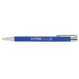 Maxi Recycled Aluminum Soft Touch Gel Pen — Blue (BL) — decorated product view — 15
