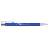 Maxi Recycled Aluminum Soft Touch Gel Pen — Blue (BL) — decorated product view — 14