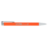 Maxi Recycled Aluminum Soft Touch Gel Pen — Orange (OR) — decorated product view — 2
