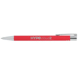 Maxi Recycled Aluminum Soft Touch Gel Pen — Red (RD) — decorated product view — 21