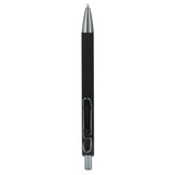 Metallic Recycled Aluminum Soft Touch Gel Pen — Black (BK) — blank front view — 17