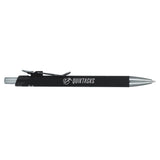 Metallic Recycled Aluminum Soft Touch Gel Pen — Black (BK) — decorated product view — 13