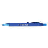 Metallic Recycled Aluminum Soft Touch Gel Pen — Blue (BL) — decorated product view — 8